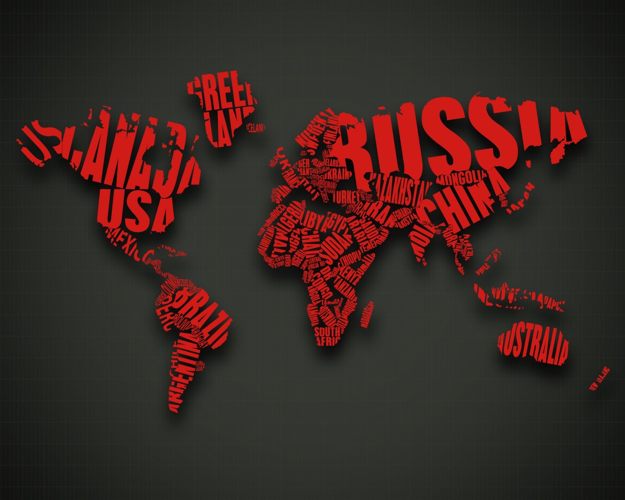 Red World Map Typography Wallpaper for Desktop 1280x1024