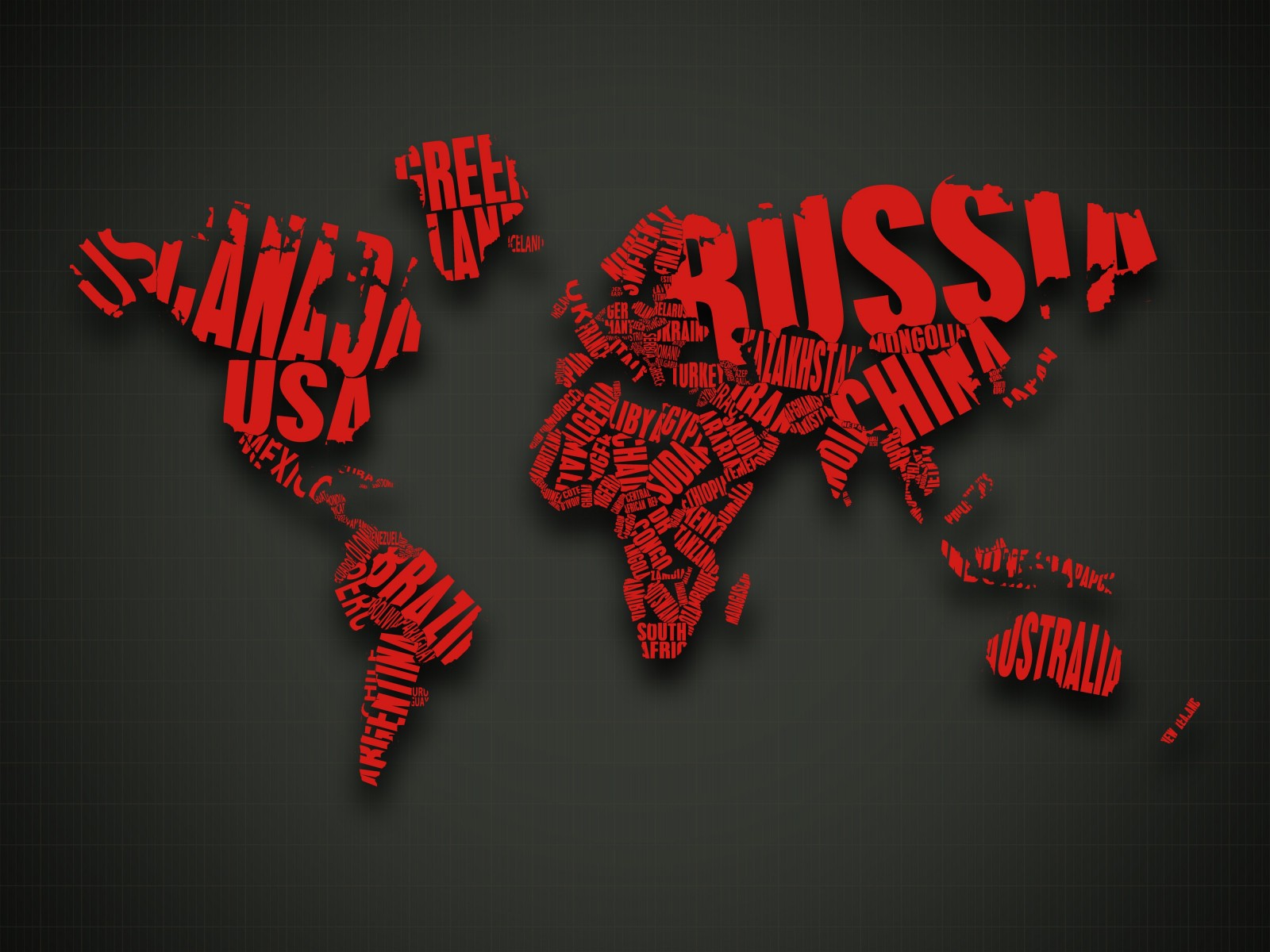 Red World Map Typography Wallpaper for Desktop 1600x1200