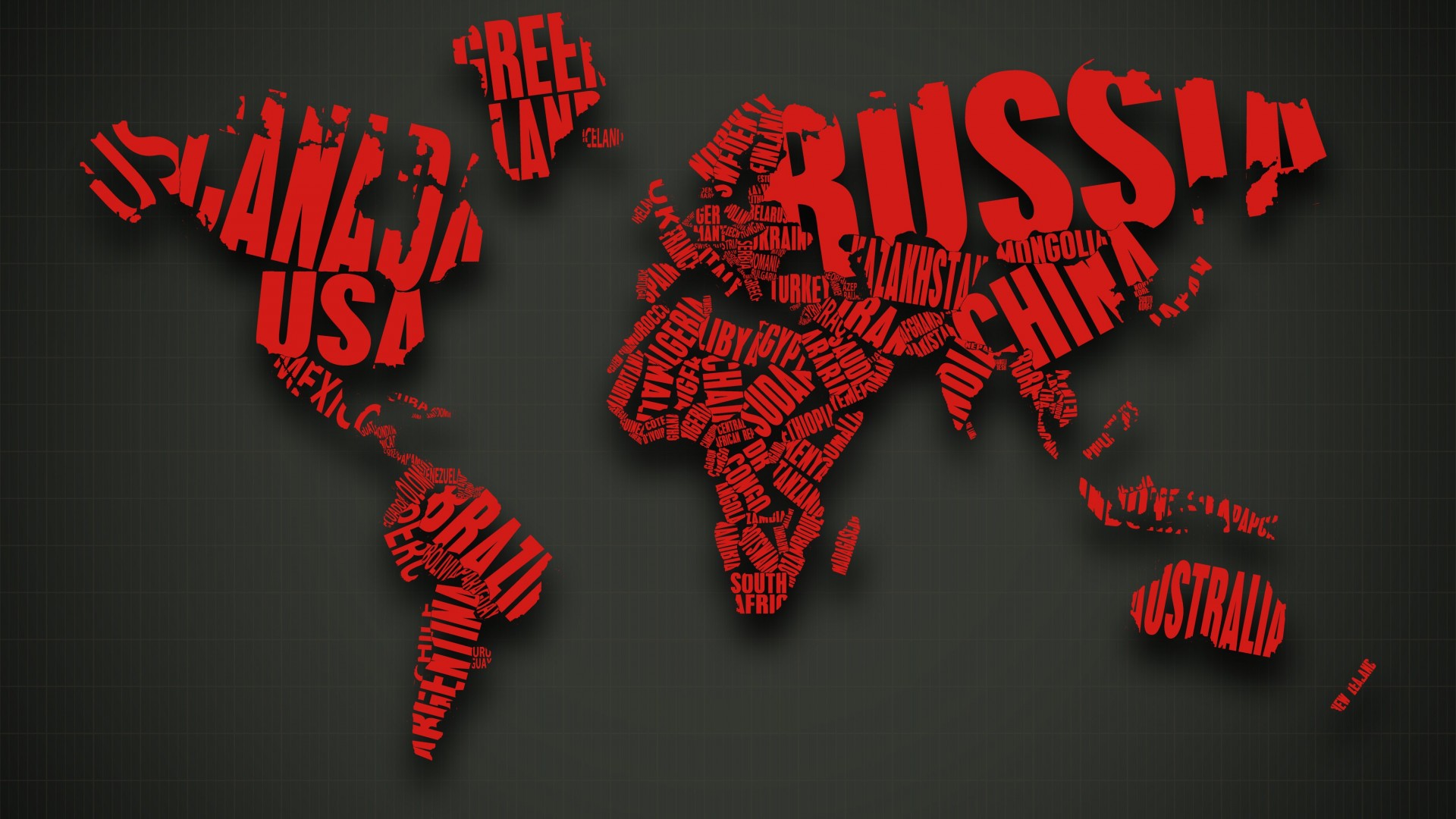 Red World Map Typography Wallpaper for Desktop 1920x1080