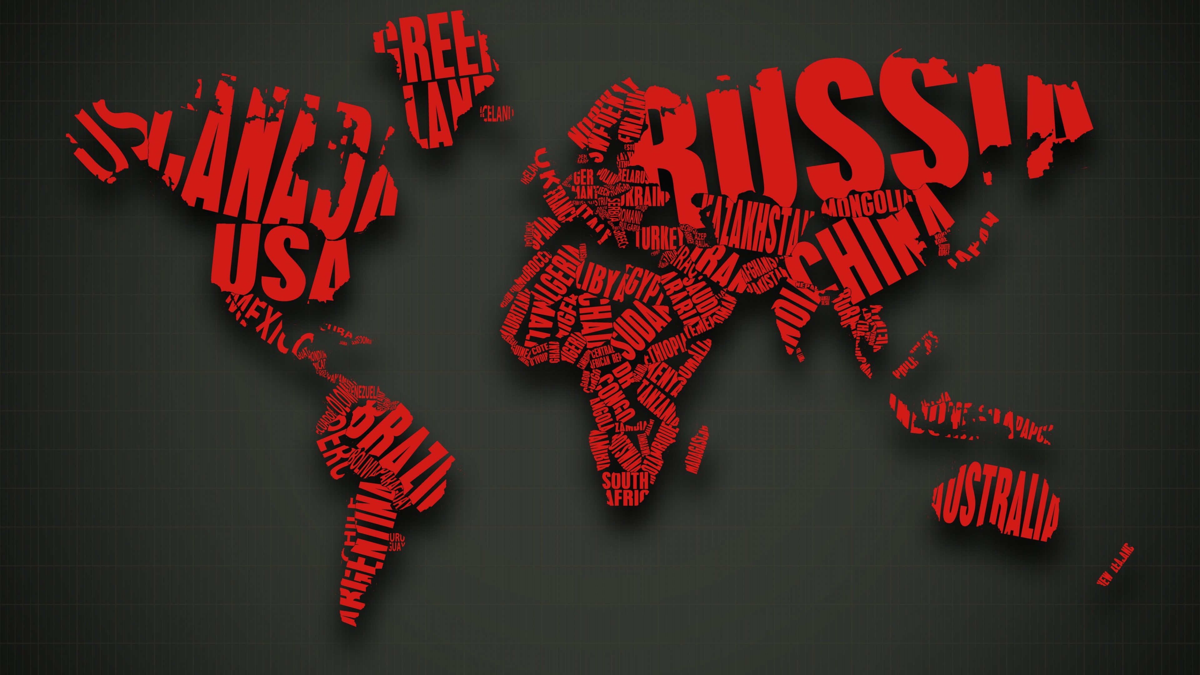 Red World Map Typography Wallpaper for Desktop 4K 3840x2160