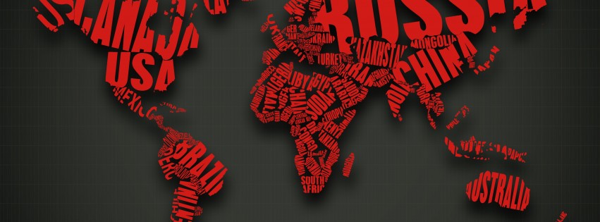 Red World Map Typography Wallpaper for Social Media Facebook Cover