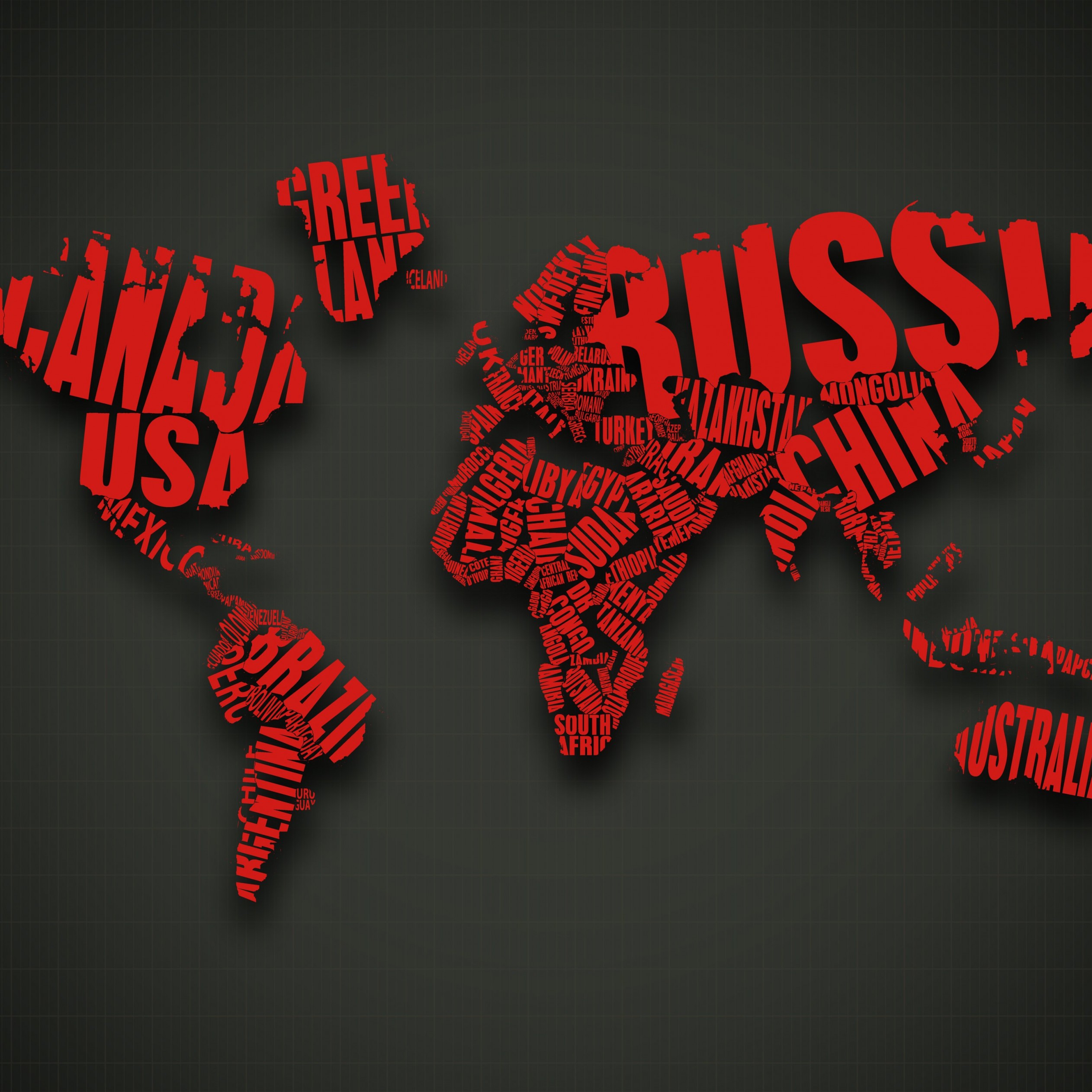 Red World Map Typography Wallpaper for Apple iPad 4