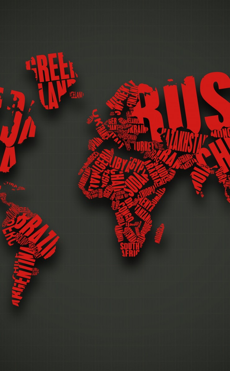 Red World Map Typography Wallpaper for Apple iPhone 4 / 4s