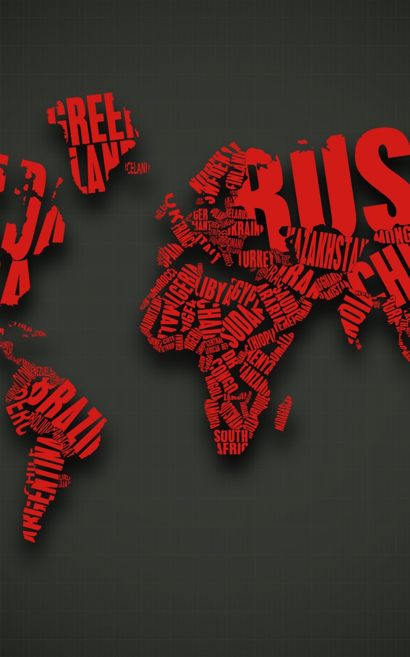 Red World Map Typography Wallpaper for Amazon Kindle Fire HD