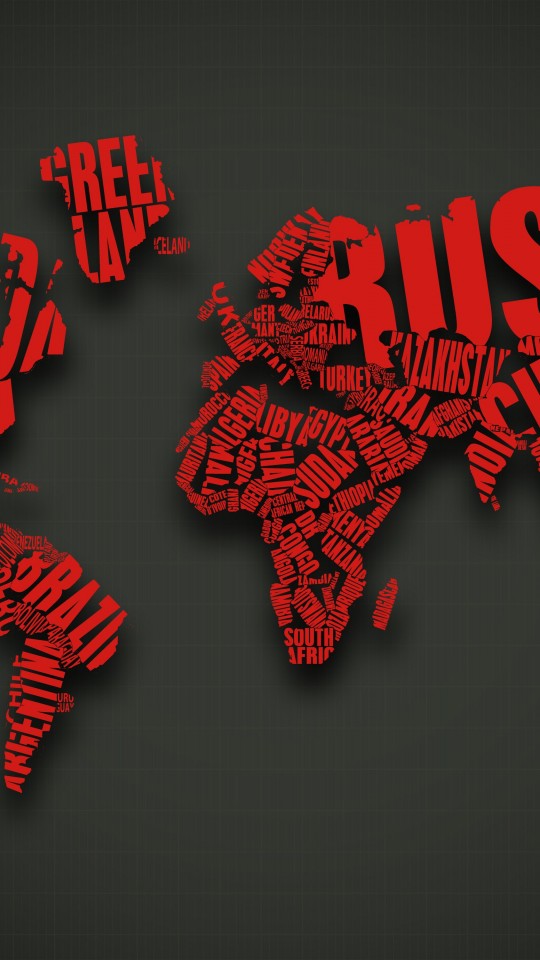 Red World Map Typography Wallpaper for LG G2 mini