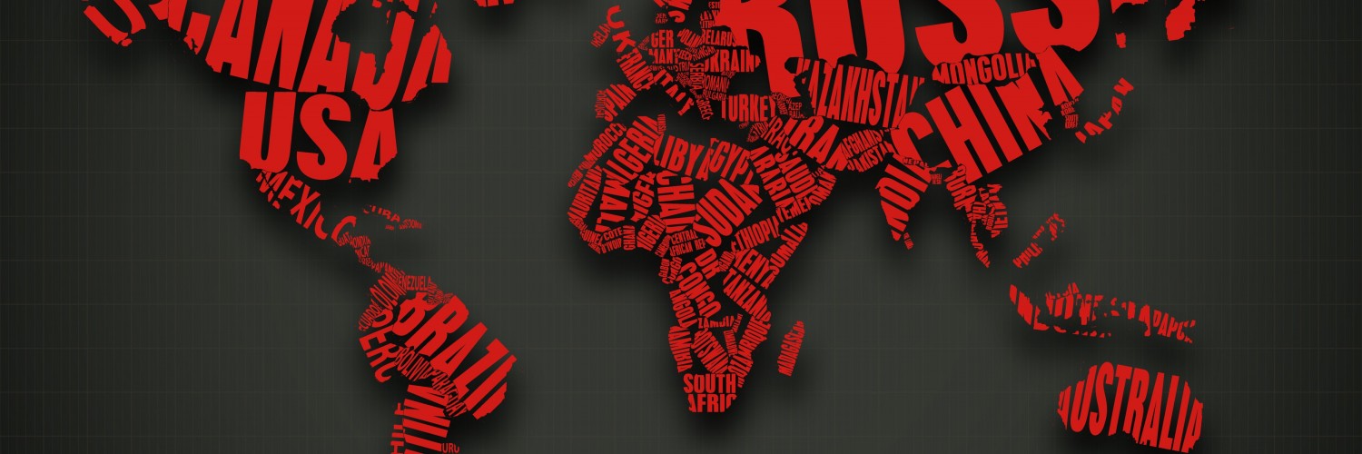 Red World Map Typography Wallpaper for Social Media Twitter Header