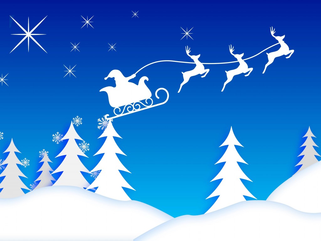 Santa’s Sleigh Illustration Wallpaper for Desktop 1024x768