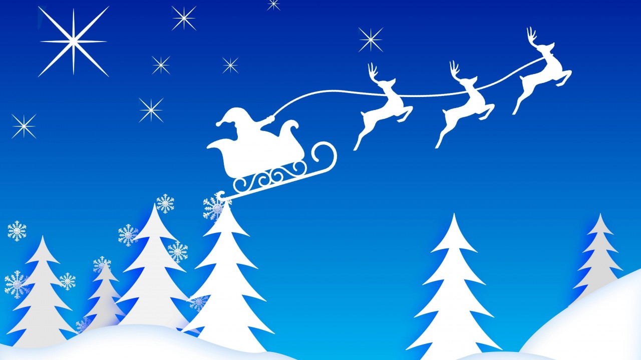Santa’s Sleigh Illustration Wallpaper for Desktop 1280x720