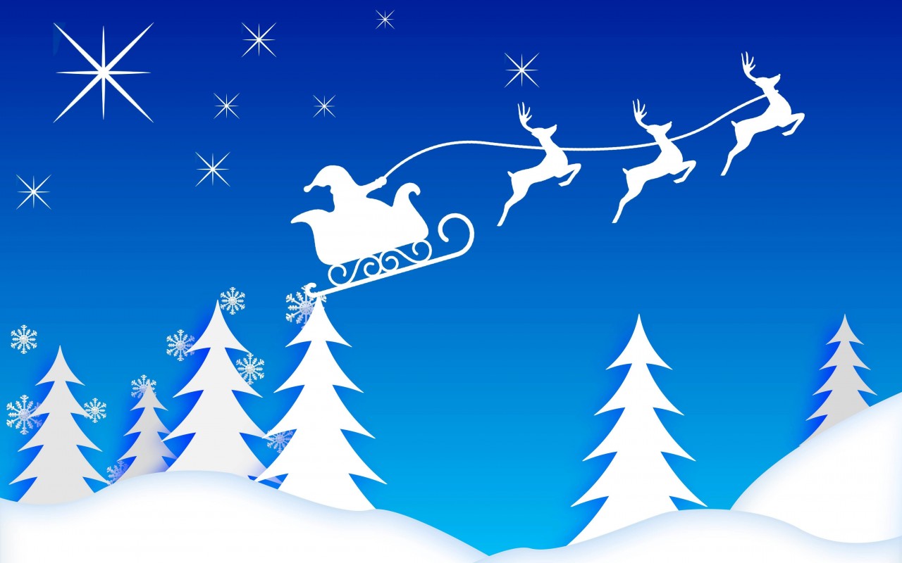 Santa’s Sleigh Illustration Wallpaper for Desktop 1280x800