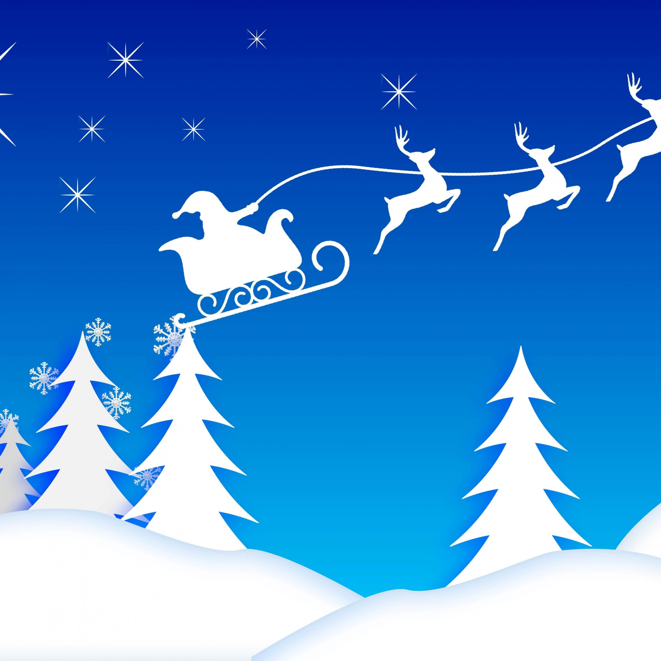 Santa’s Sleigh Illustration Wallpaper for Apple iPad 3