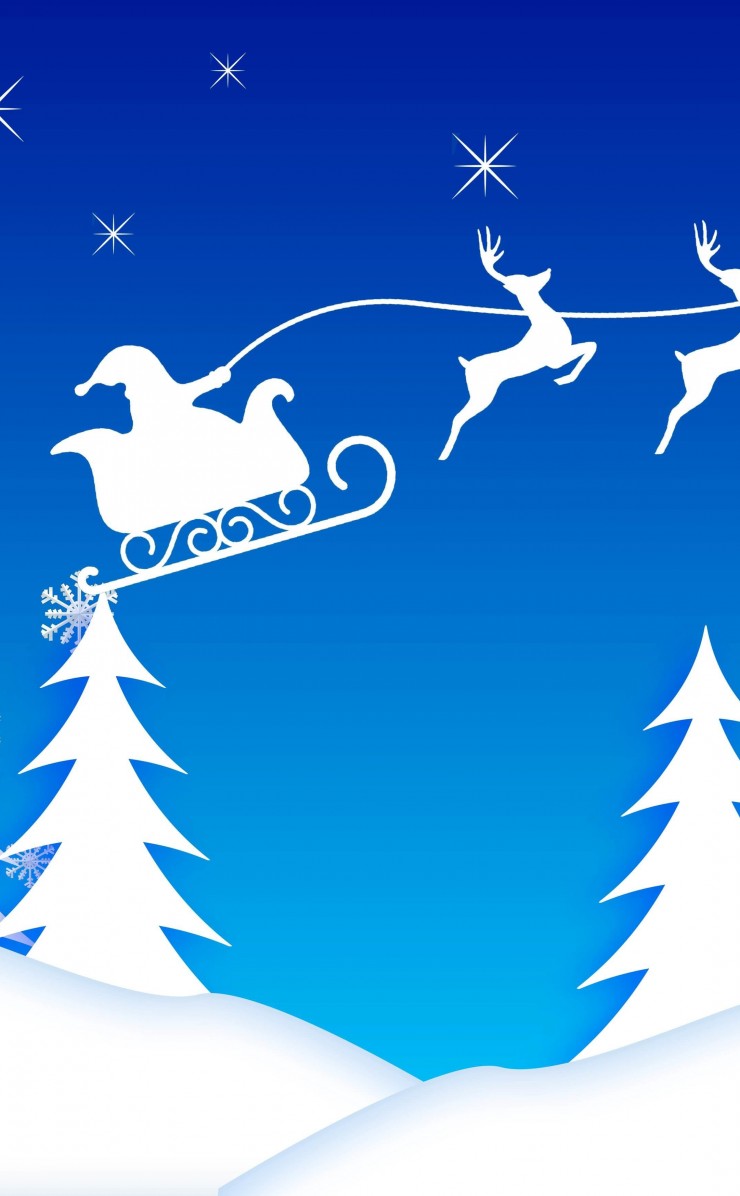 Santa’s Sleigh Illustration Wallpaper for Apple iPhone 4 / 4s