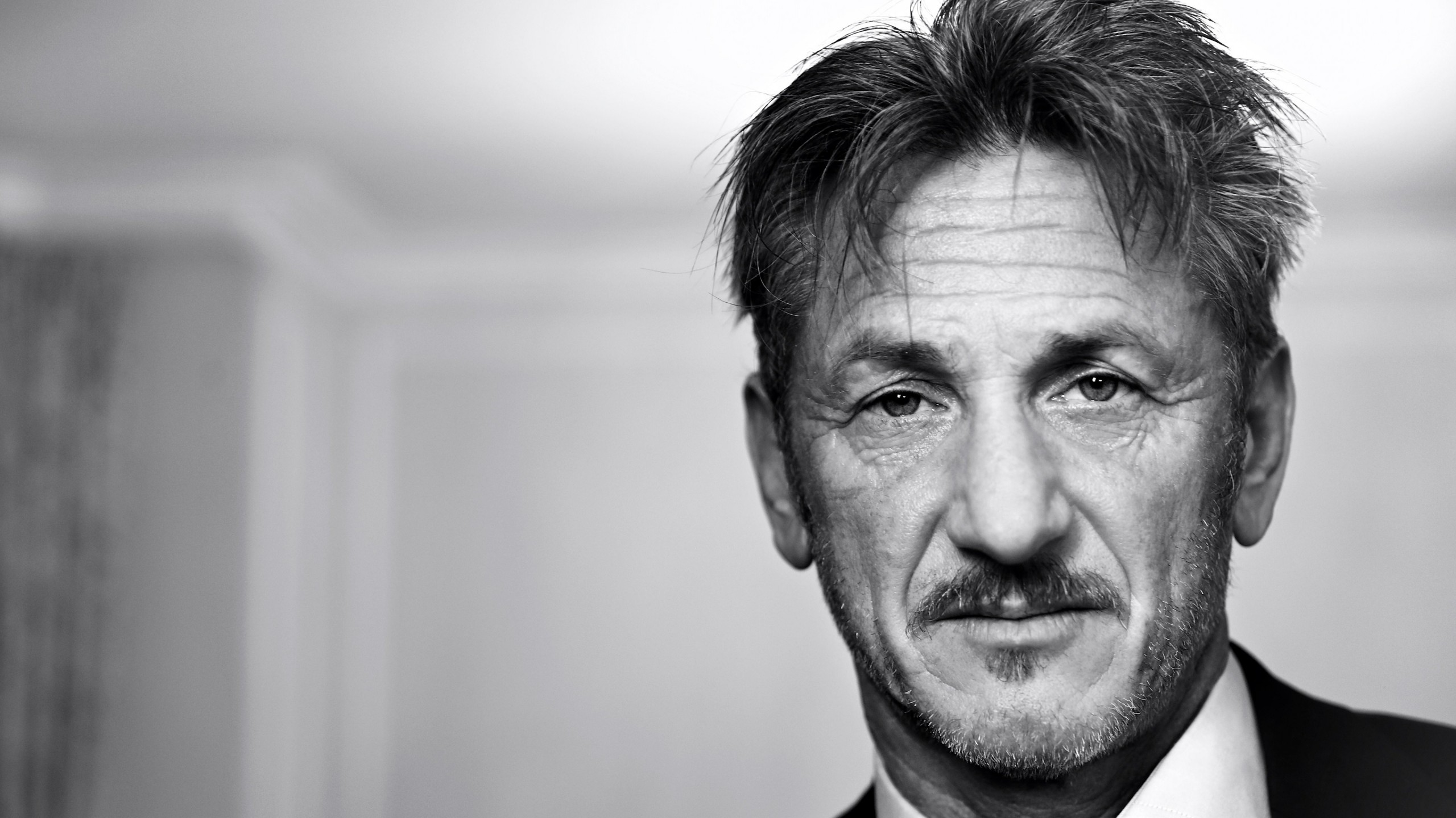 Sean Penn Portrait in Black & White Wallpaper for Social Media YouTube Channel Art