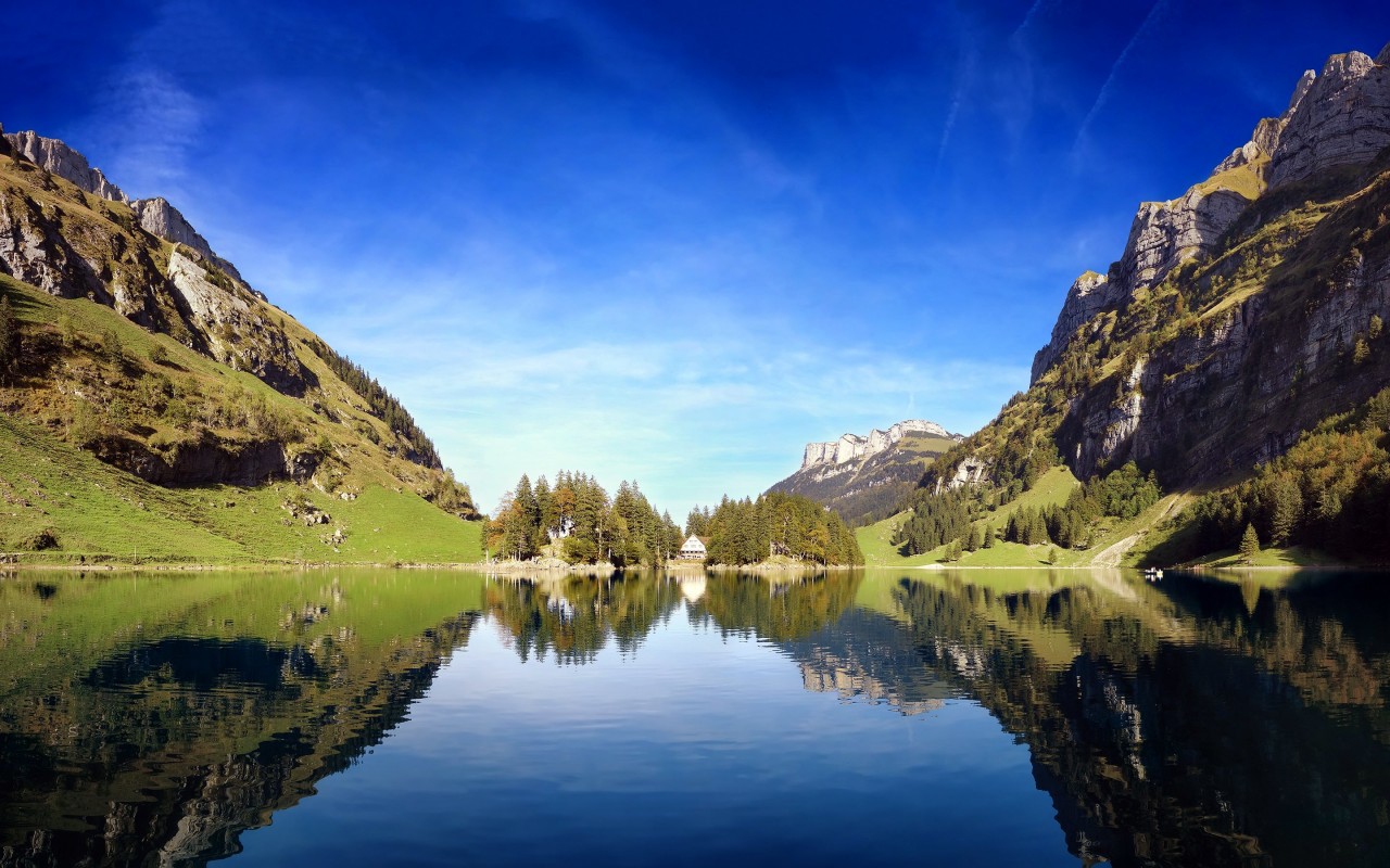 Seealpsee lake in Switzerland Wallpaper for Desktop 1280x800