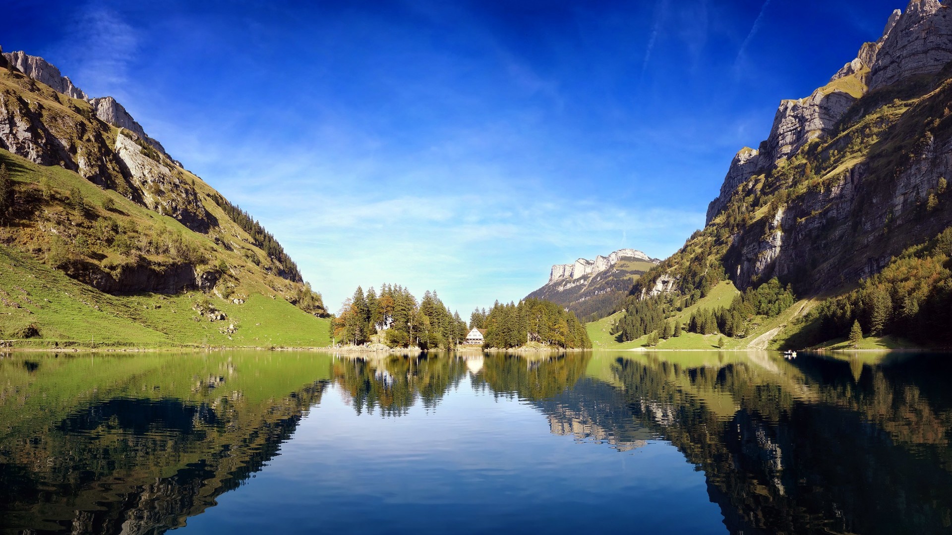 Seealpsee lake in Switzerland Wallpaper for Desktop 1920x1080