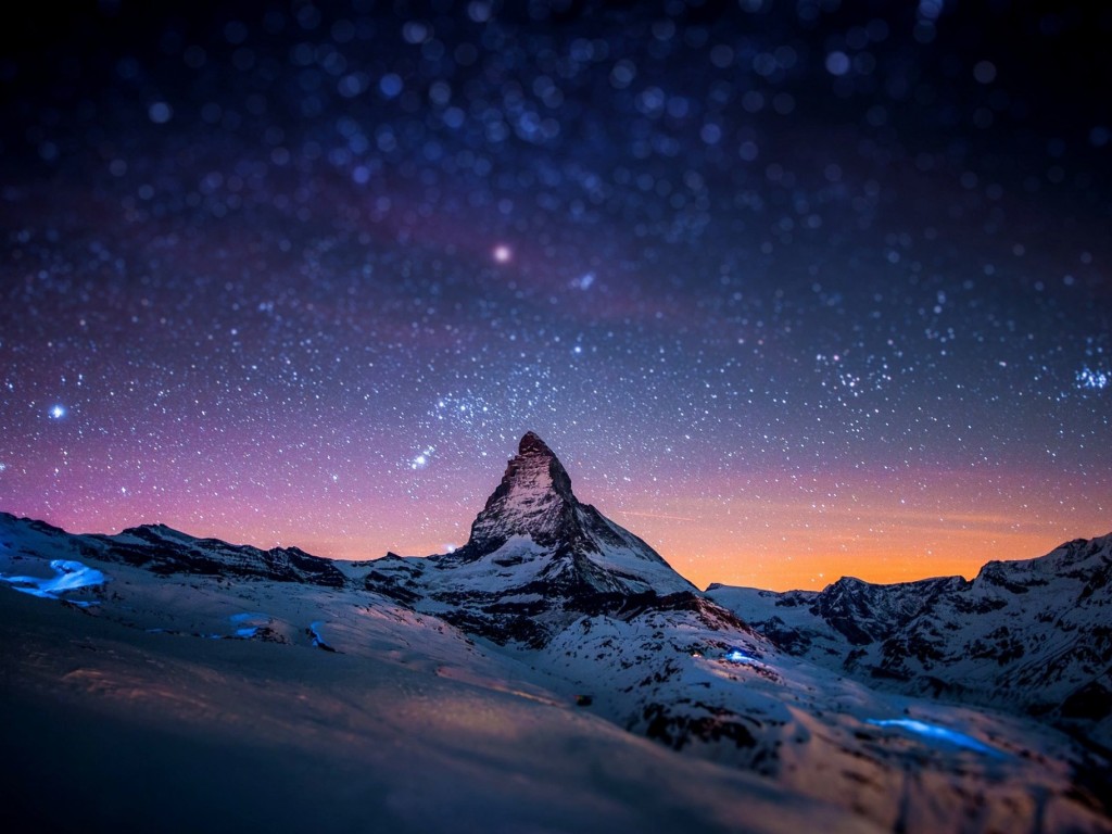 Starry Night Over The Matterhorn Wallpaper for Desktop 1024x768