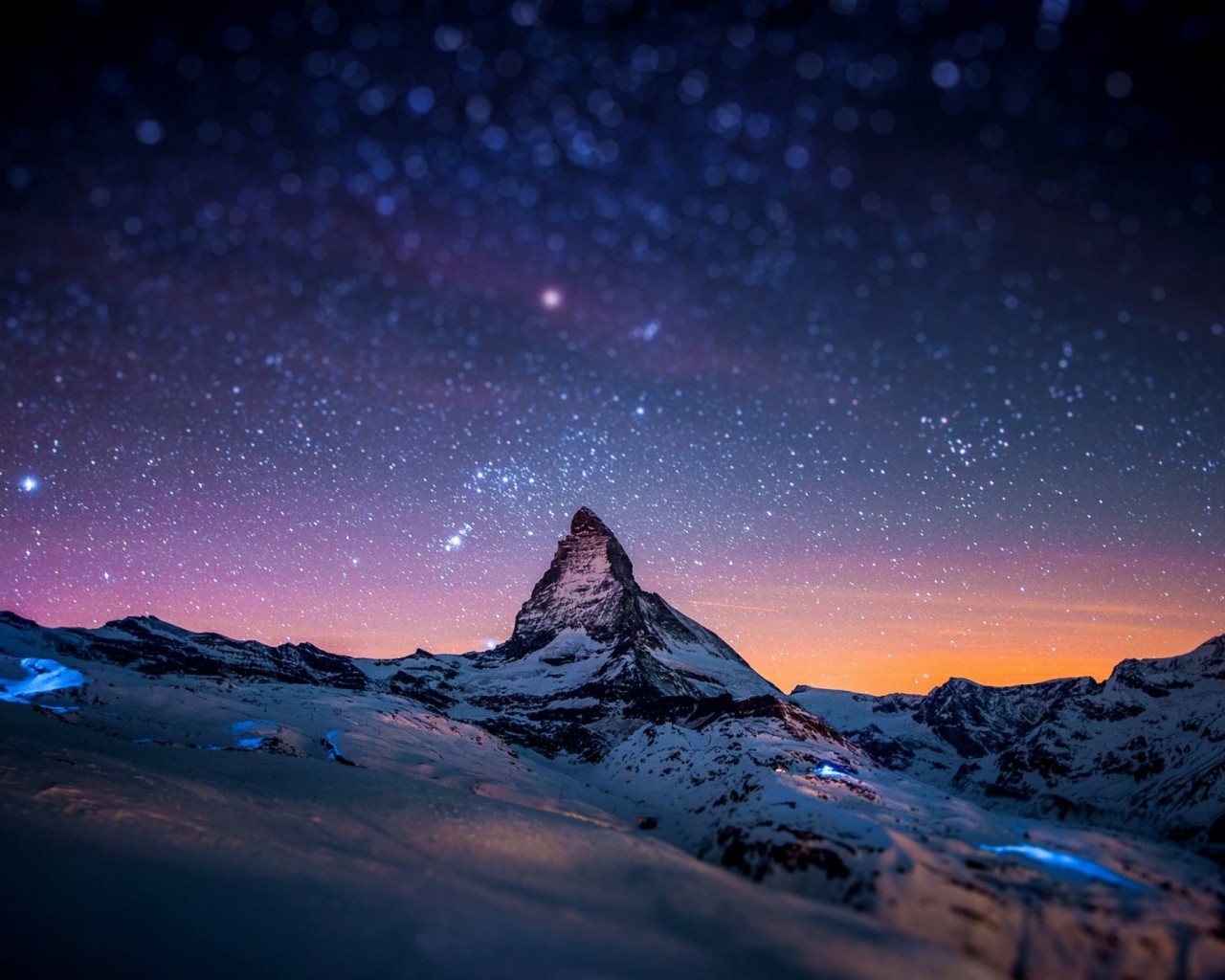 Starry Night Over The Matterhorn Wallpaper for Desktop 1280x1024