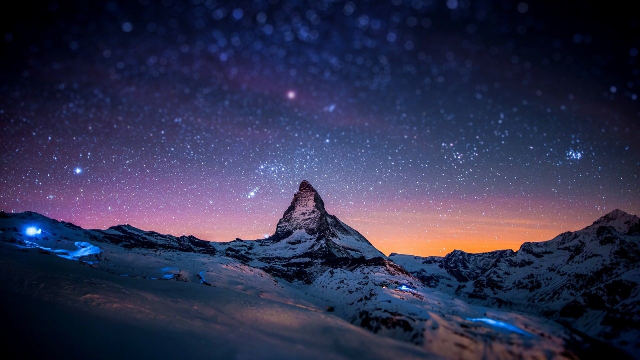 Starry Night Over The Matterhorn Wallpaper for Desktop 1280x720