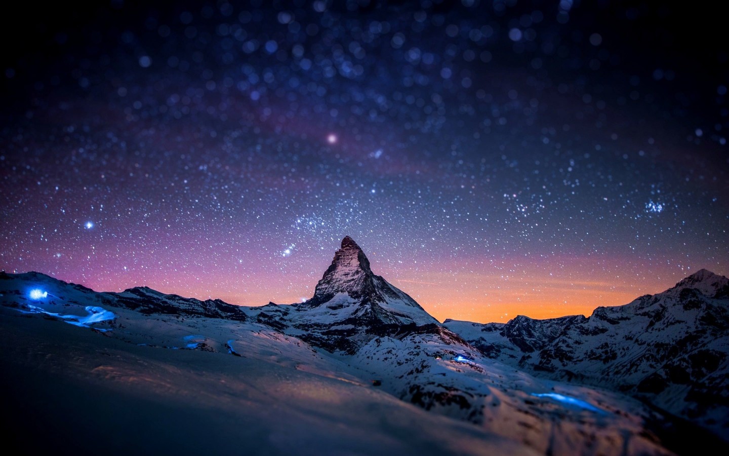 Starry Night Over The Matterhorn Wallpaper for Desktop 1440x900