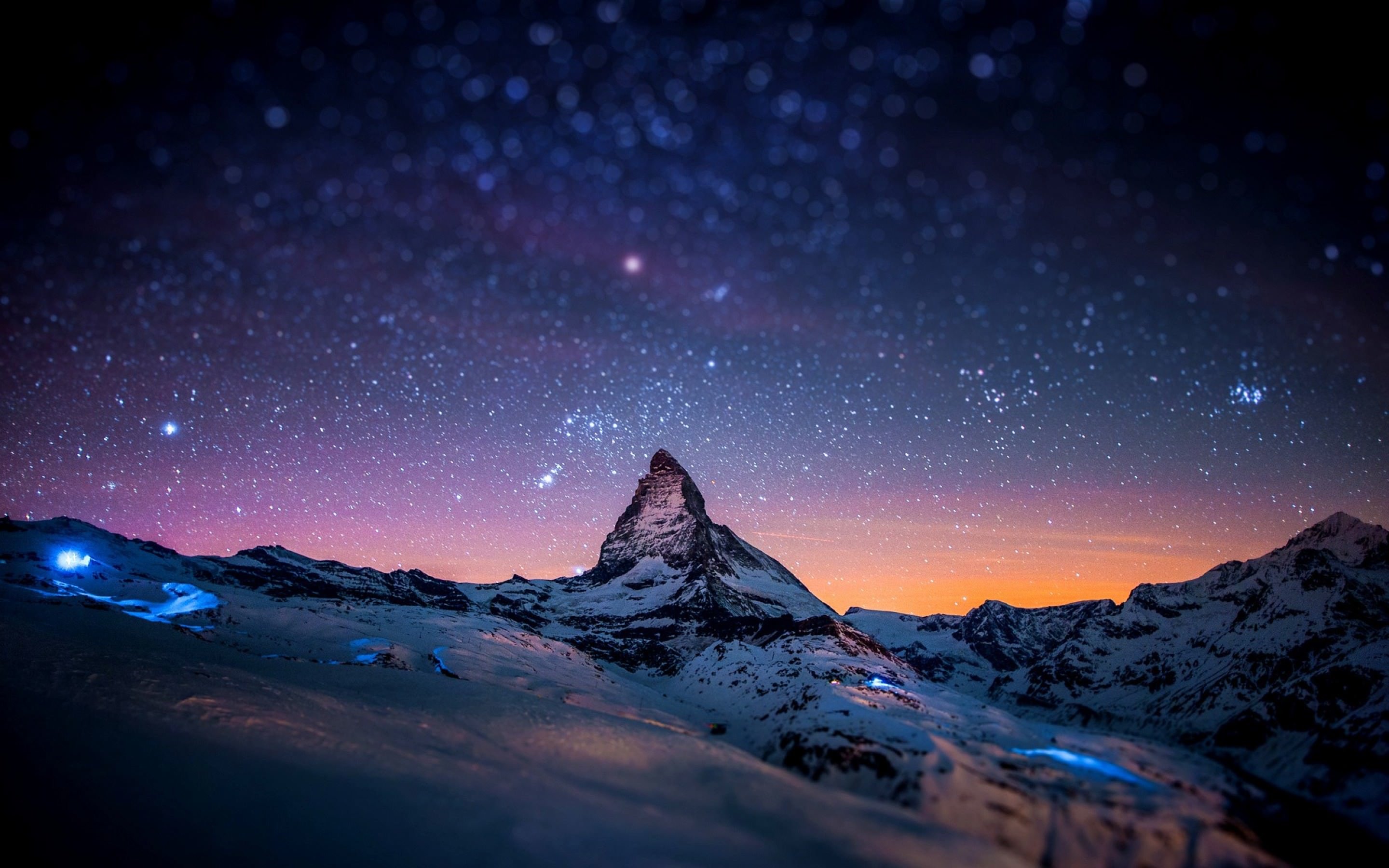 Starry Night Over The Matterhorn Wallpaper for Desktop 2880x1800