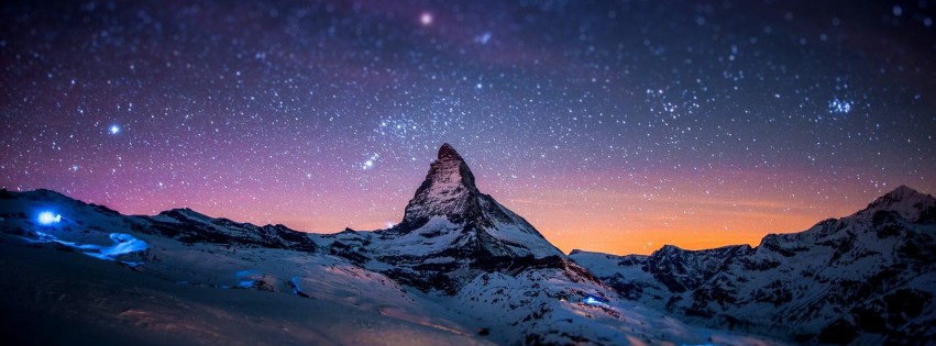 Starry Night Over The Matterhorn Wallpaper for Social Media Facebook Cover