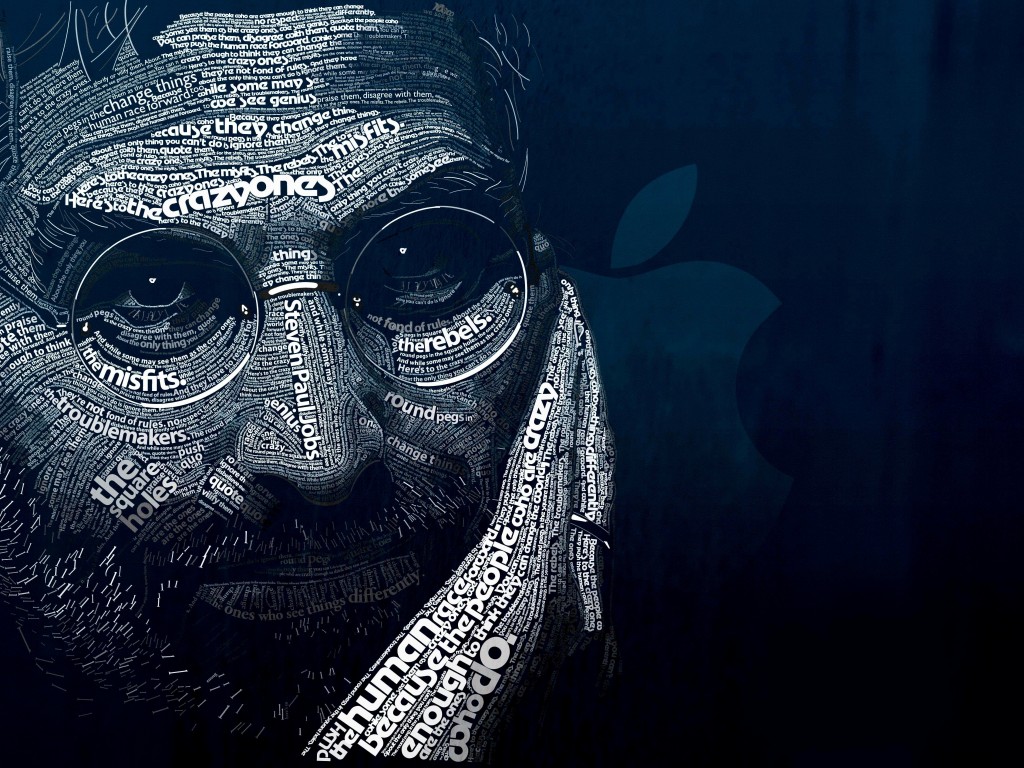 Steve Jobs Typographic Portrait Wallpaper for Desktop 1024x768