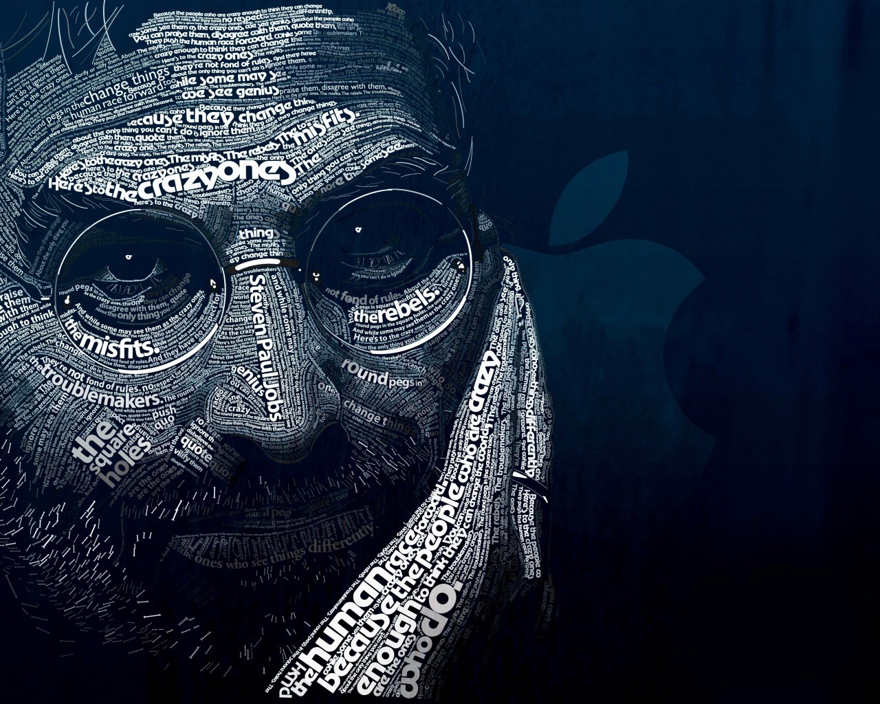 Steve Jobs Typographic Portrait Wallpaper for Desktop 1280x1024