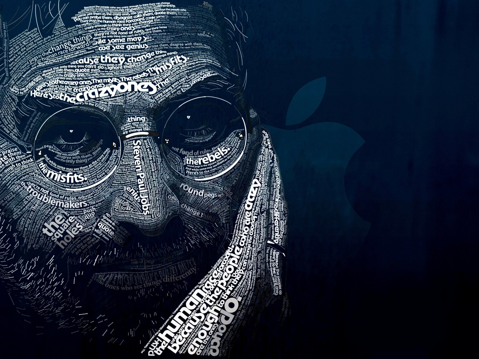 Steve Jobs Typographic Portrait Wallpaper for Desktop 1600x1200