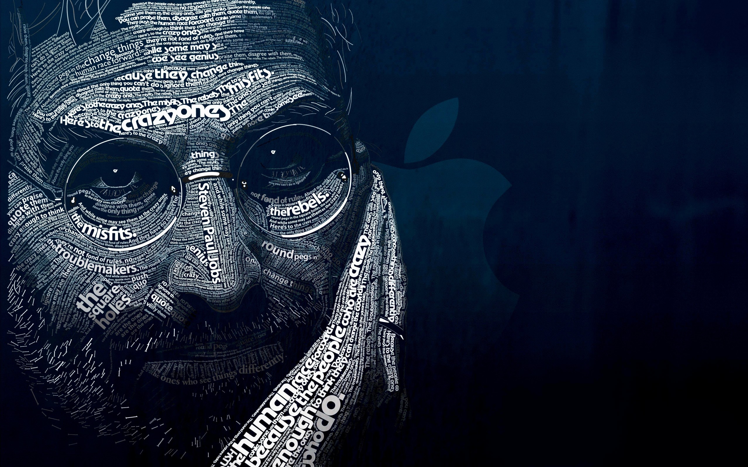 Steve Jobs Typographic Portrait Wallpaper for Desktop 2560x1600