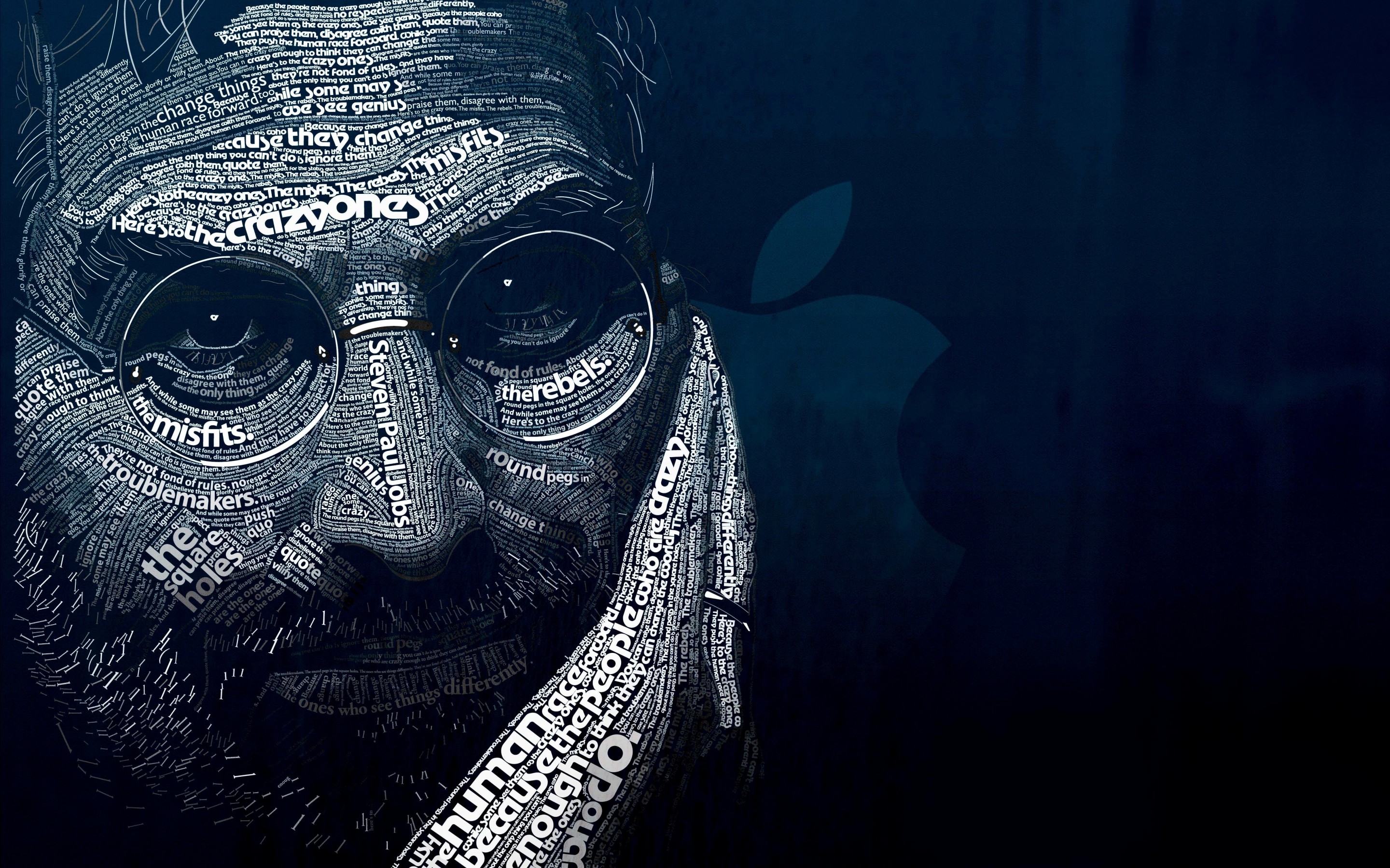 Steve Jobs Typographic Portrait Wallpaper for Desktop 2880x1800