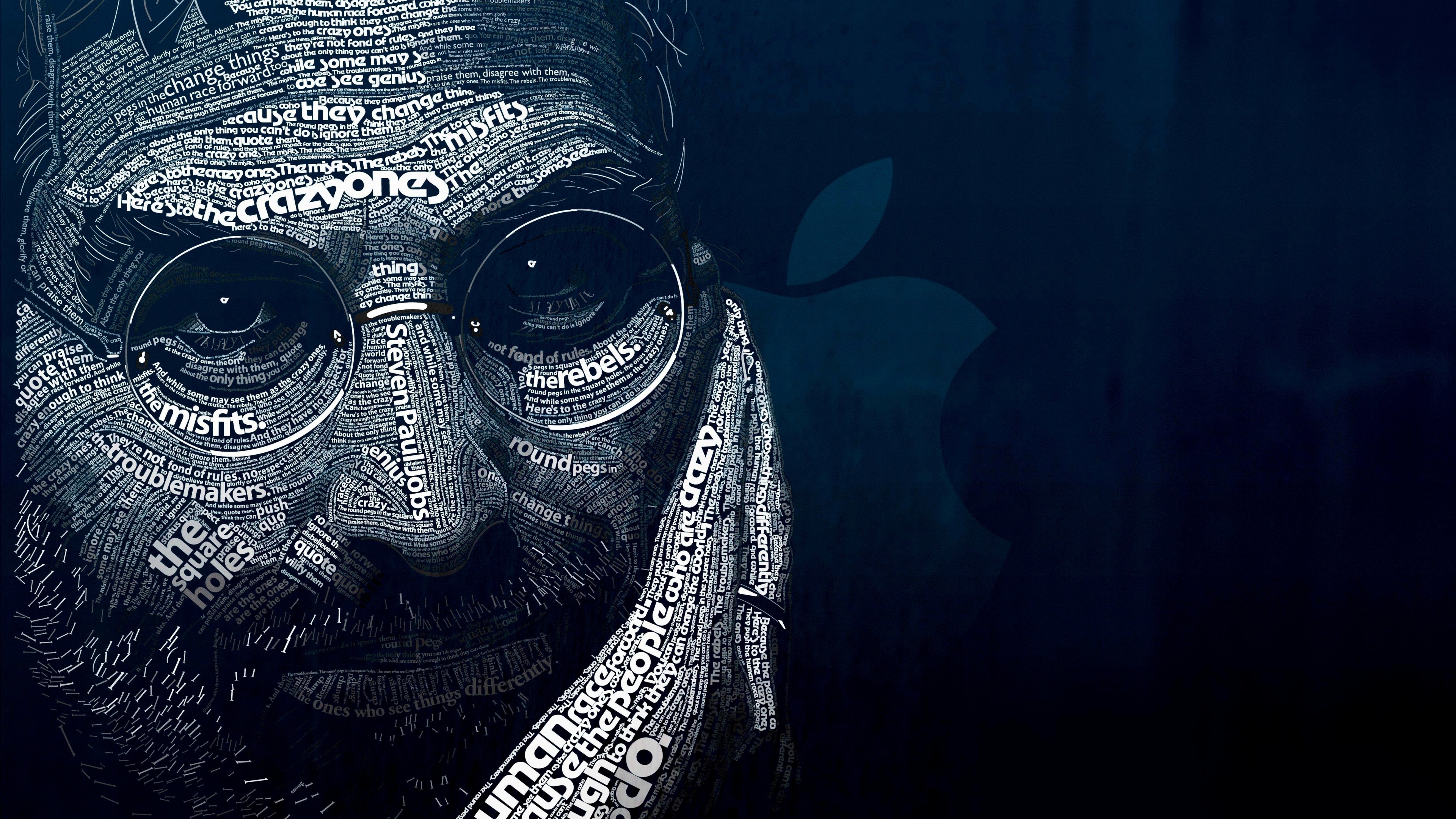 Steve Jobs Typographic Portrait Wallpaper for Desktop 4K 3840x2160