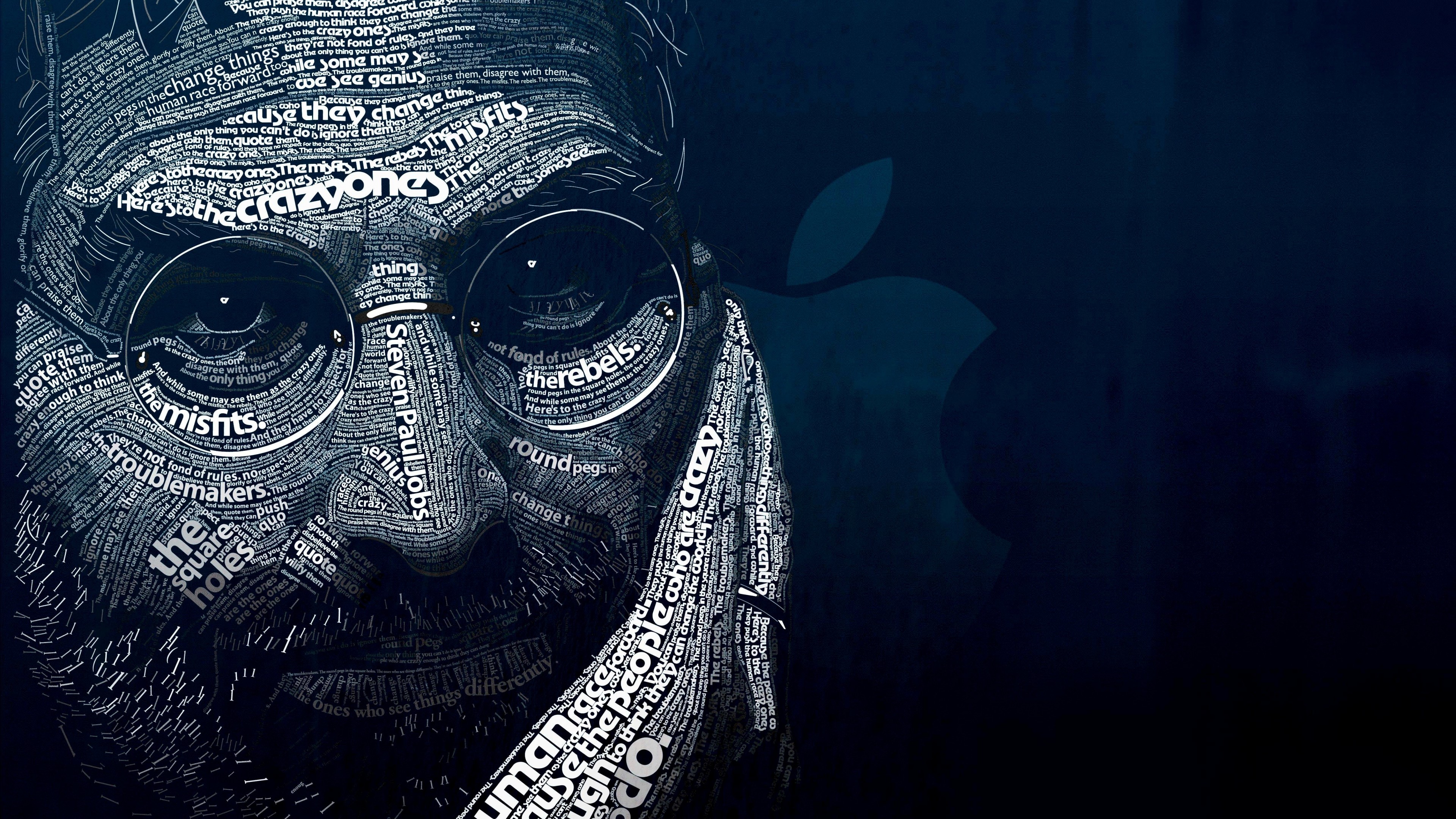 Steve Jobs Typographic Portrait HD wallpaper for 4K 3840x2160 screens
