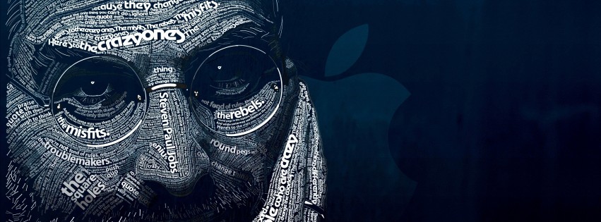 Steve Jobs Typographic Portrait Wallpaper for Social Media Facebook Cover
