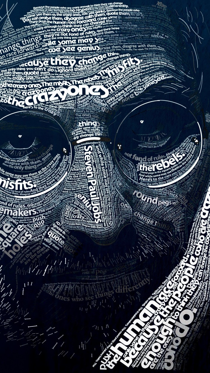 Steve Jobs Typographic Portrait Wallpaper for SAMSUNG Galaxy Note 2