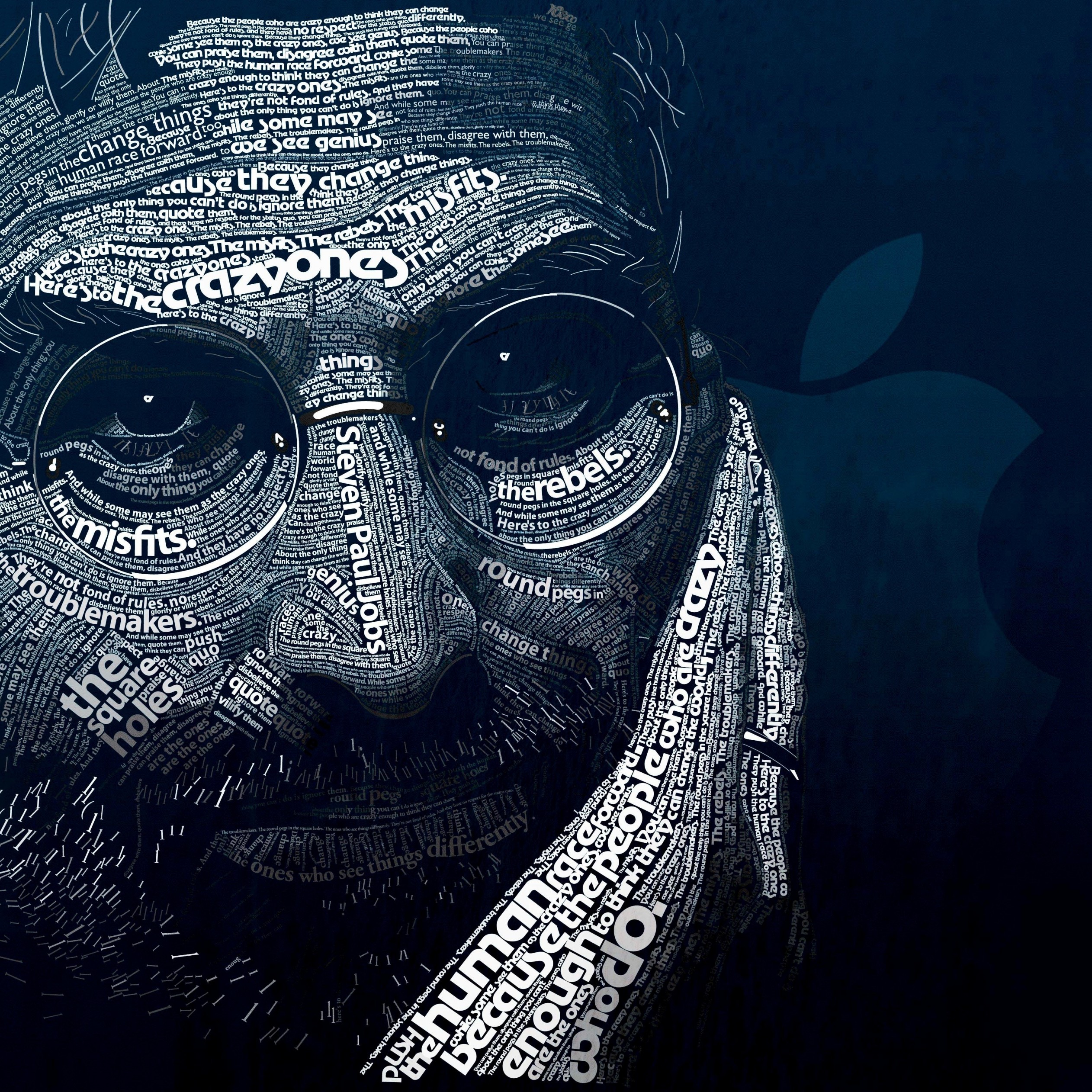 Steve Jobs Typographic Portrait Wallpaper for Apple iPad 3