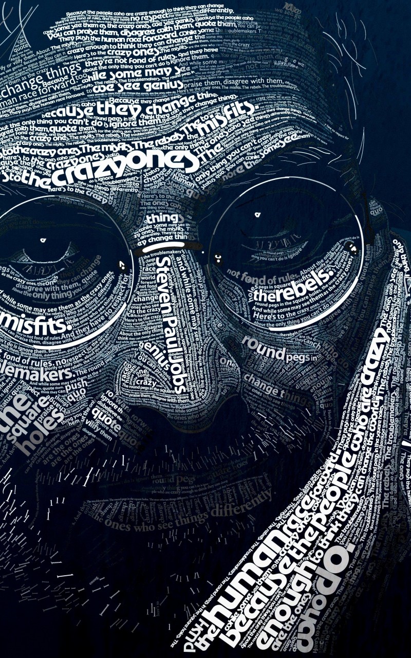 Steve Jobs Typographic Portrait Wallpaper for Amazon Kindle Fire HD