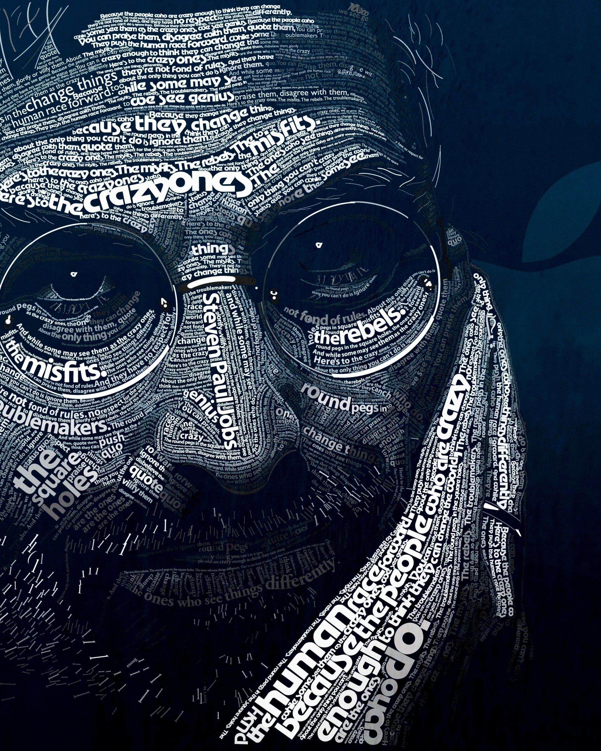 Steve Jobs Typographic Portrait Wallpaper for Google Nexus 7