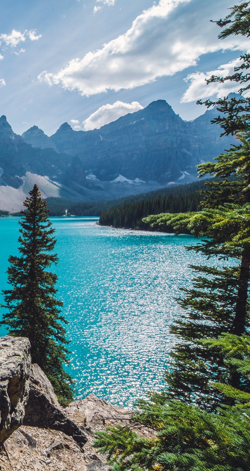 Sunny day over Moraine Lake Wallpaper for Apple iPhone 6 / 6s