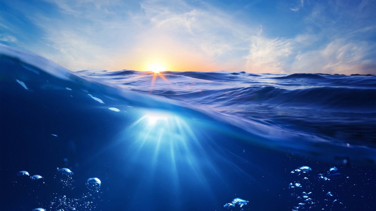 Sunrise Half Underwater Wallpaper for Desktop 1280x720