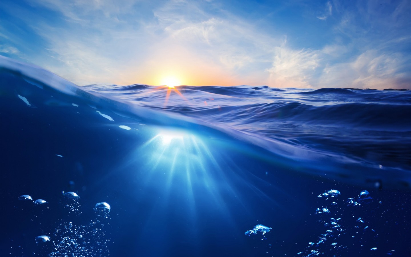 Sunrise Half Underwater Wallpaper for Desktop 1440x900