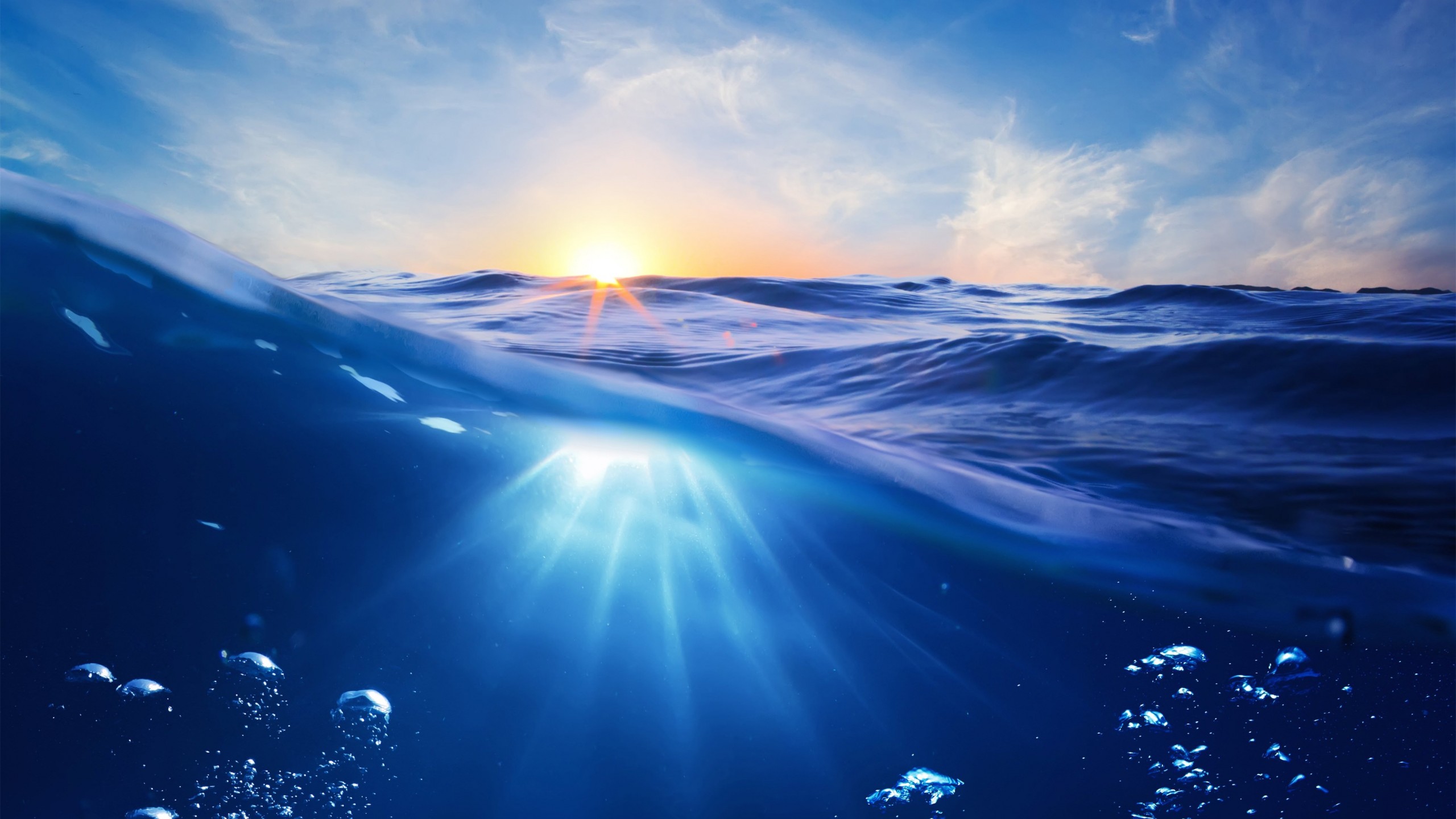 Sunrise Half Underwater Wallpaper for Desktop 2560x1440