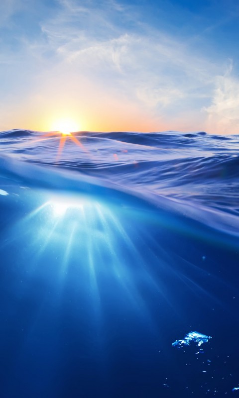 Sunrise Half Underwater Wallpaper for SAMSUNG Galaxy S3 Mini
