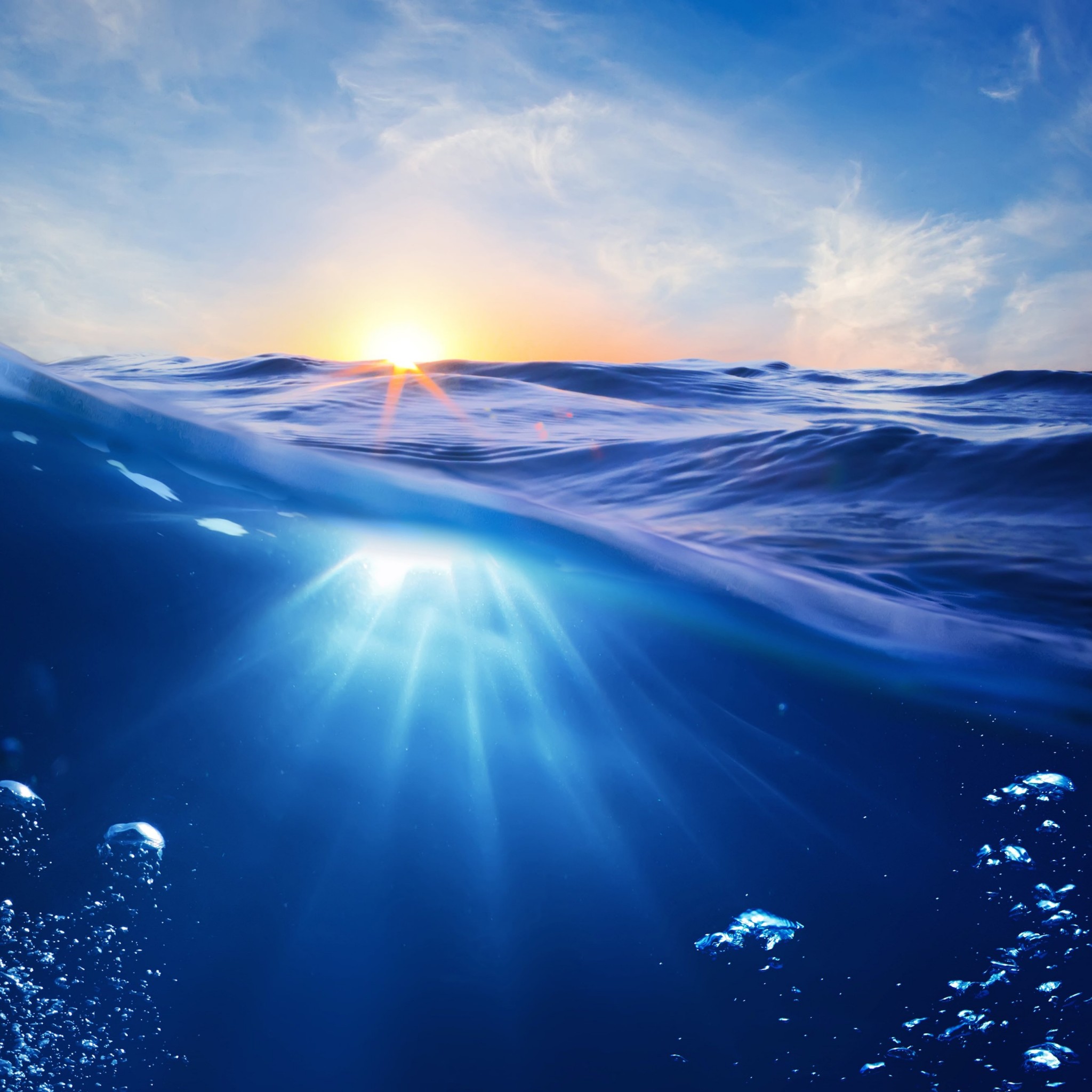 Sunrise Half Underwater Wallpaper for Google Nexus 9