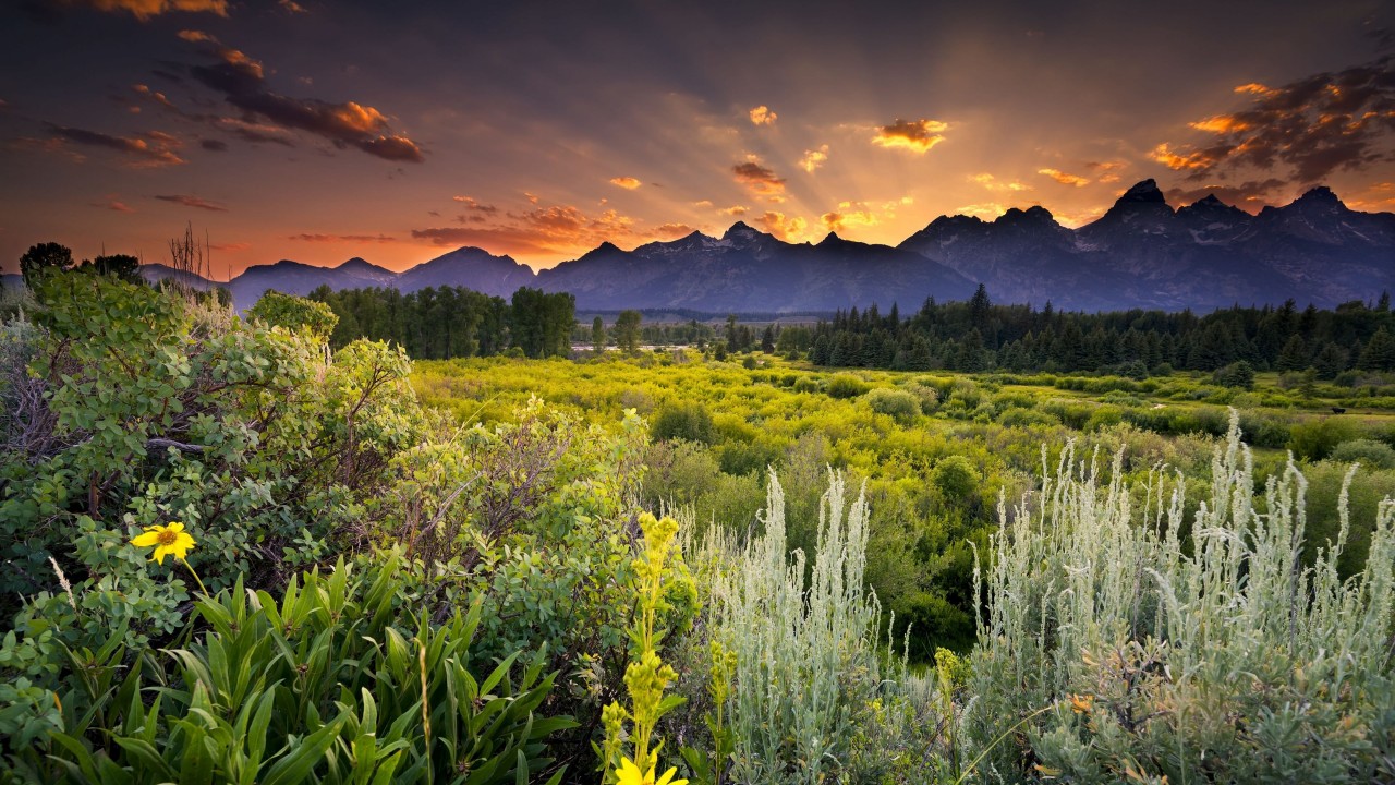 Sunset in Grand Teton National Park Wallpaper for Desktop 1280x720