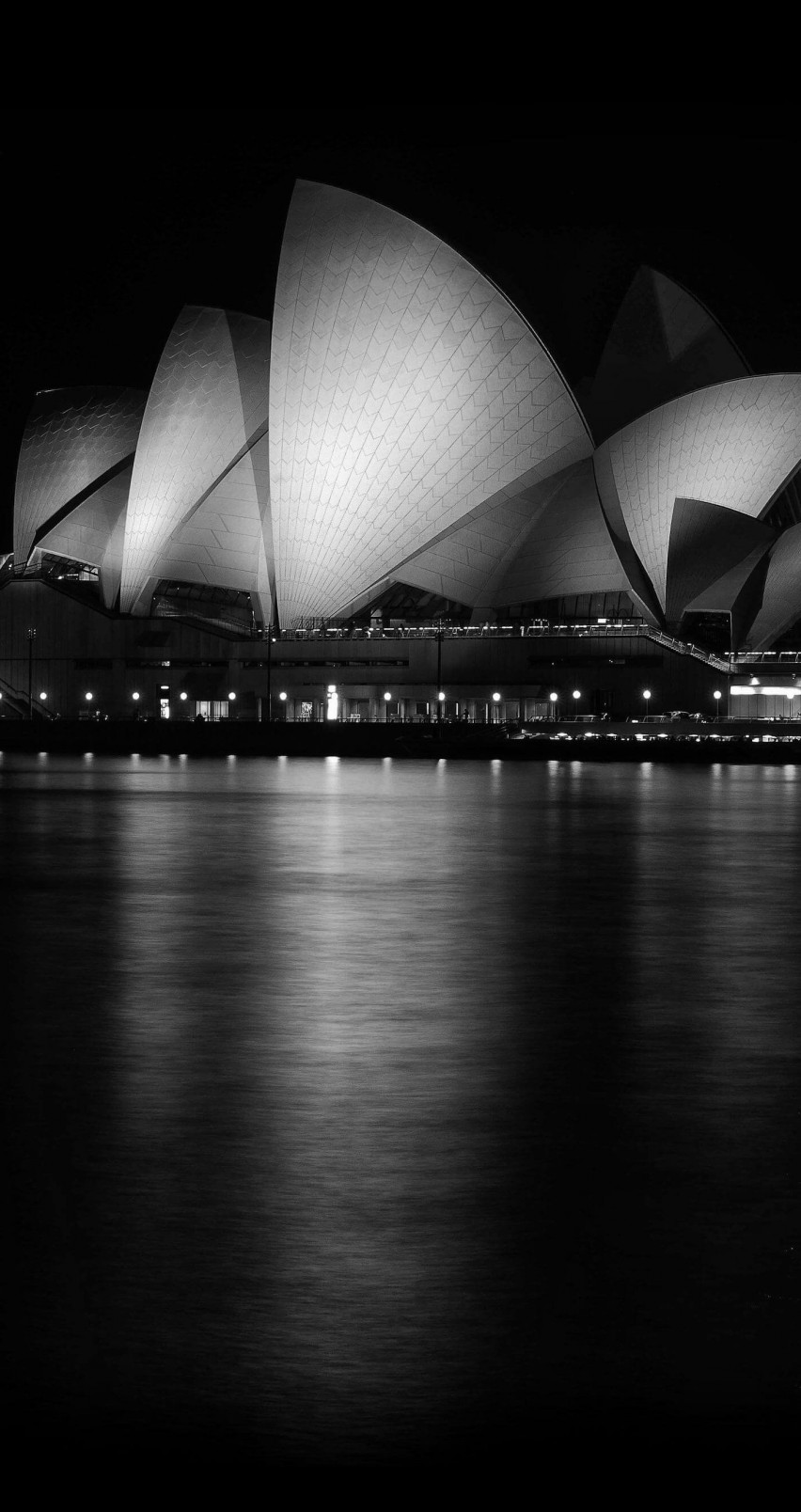 Sydney Opera House at Night in Black & White Wallpaper for Apple iPhone 6 / 6s