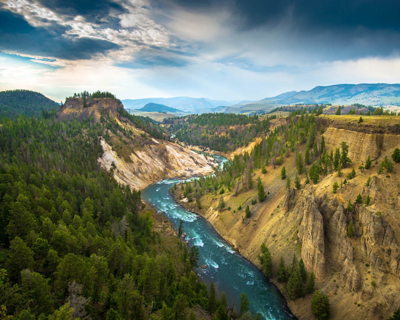 The River, Grand Canyon of Yellowstone National Park, USA Wallpaper for Desktop 1280x1024