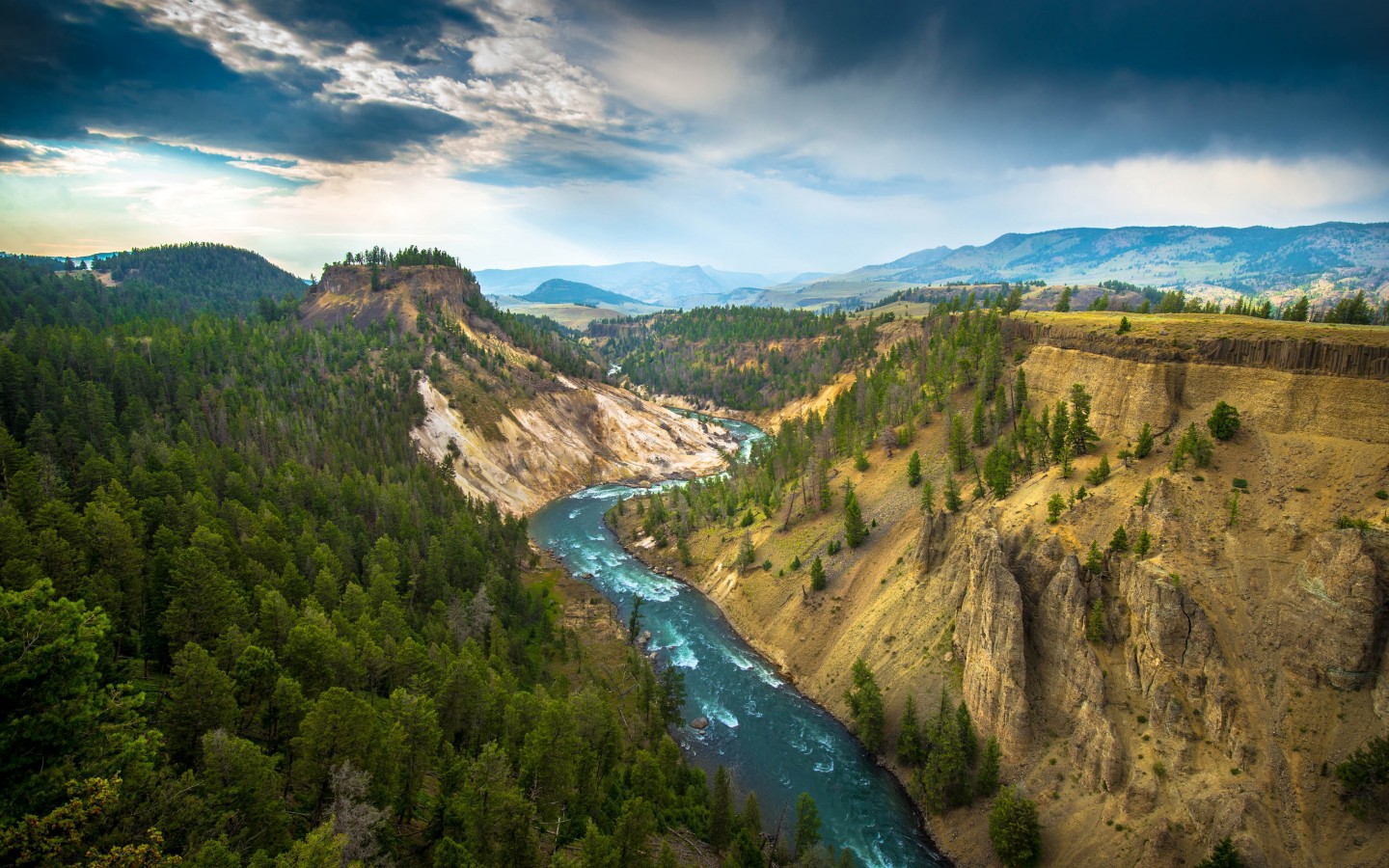 The River, Grand Canyon of Yellowstone National Park, USA Wallpaper for Desktop 1440x900