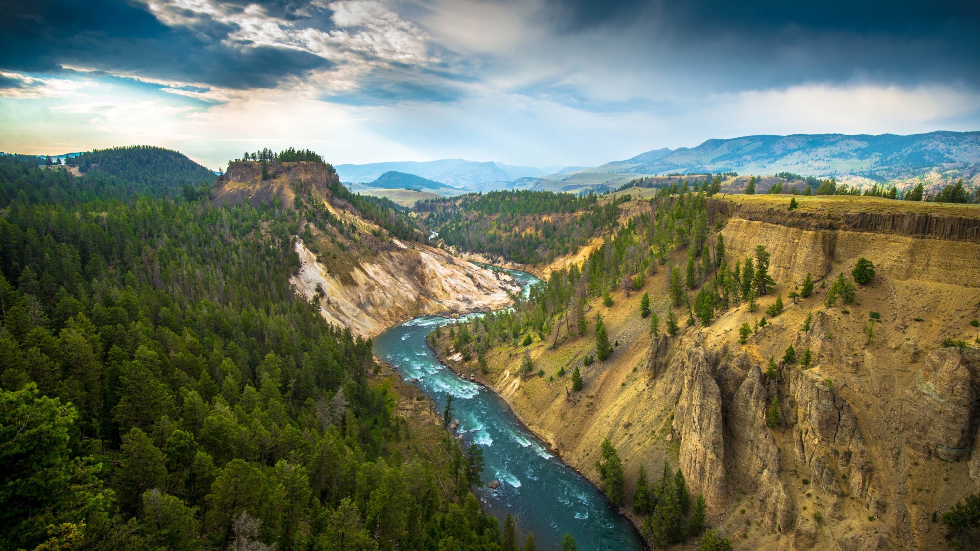 The River, Grand Canyon of Yellowstone National Park, USA Wallpaper for Desktop 1920x1080