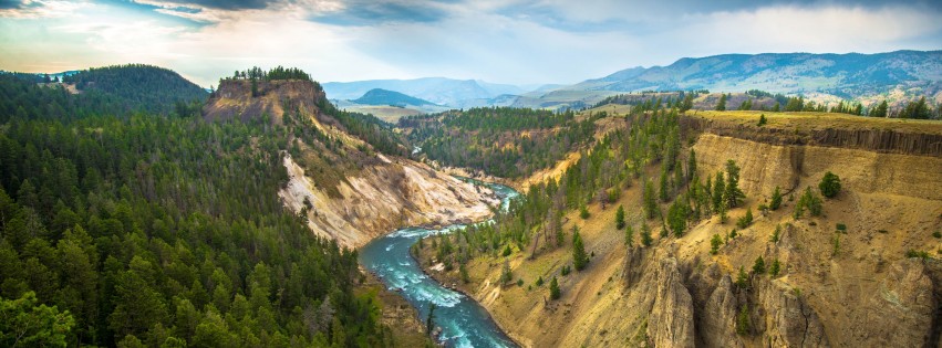 The River, Grand Canyon of Yellowstone National Park, USA Wallpaper for Social Media Facebook Cover