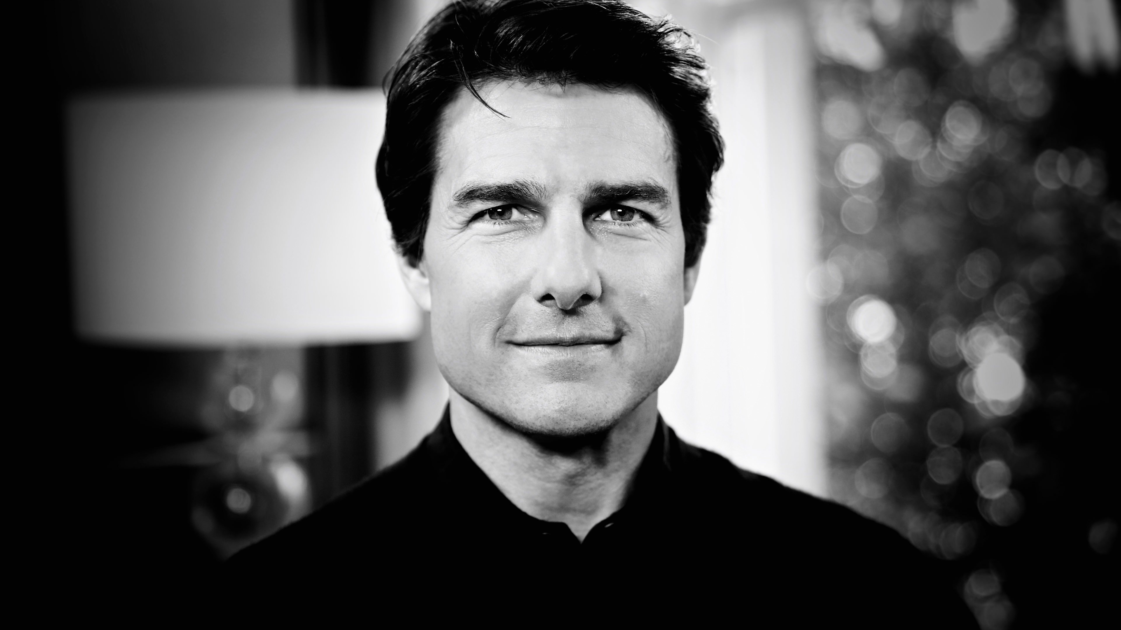 Tom Cruise Black & White Portrait Wallpaper for Desktop 4K 3840x2160