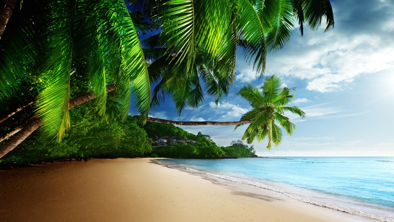 Tropical Paradise Beach Wallpaper for Desktop 1366x768